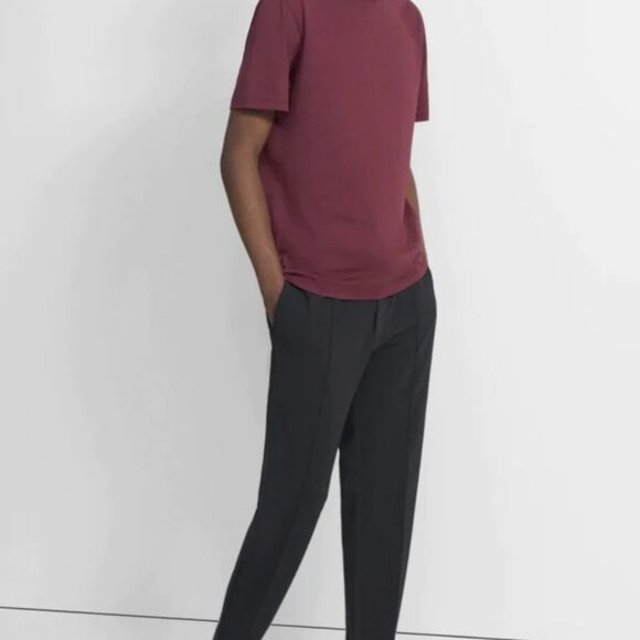 Theory Precise Luxe Cotton T-Shirt- Wine - Picture 3 of 6